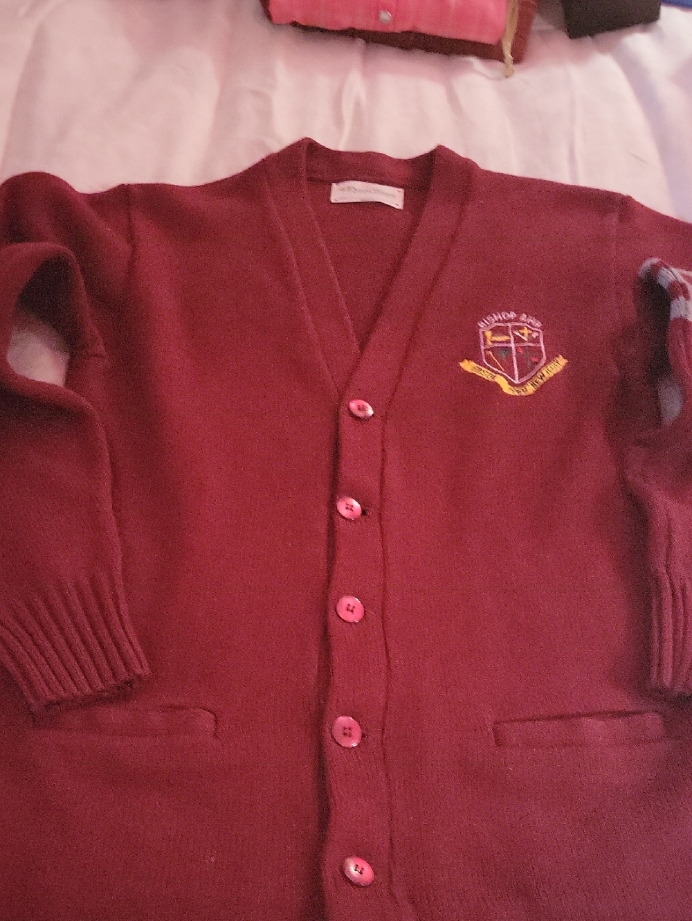 Vintage School Sweater - 1969 New Jersey Bishop AHR school. Burgundy